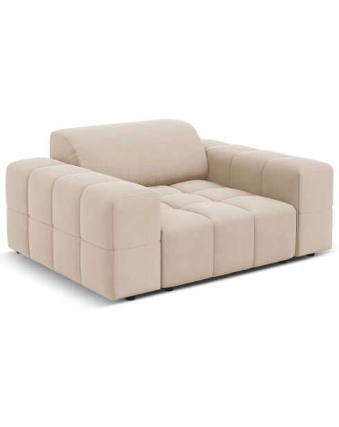 Fauteuil Velours Luc beige - 124x102x70 cm