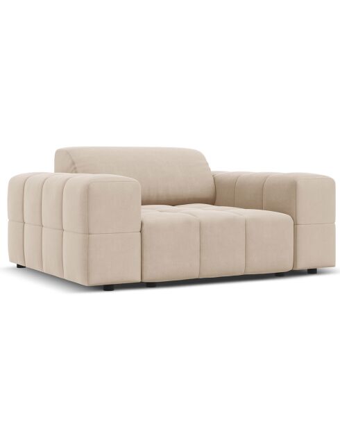 Fauteuil Velours Luc beige - 124x102x70 cm