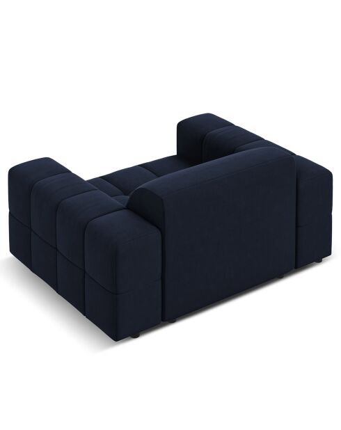 Fauteuil Velours Luc bleu foncé - 124x102x70 cm