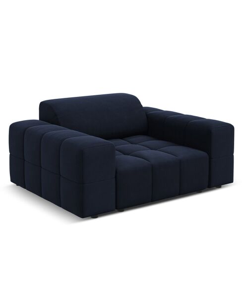 Fauteuil Velours Luc bleu foncé - 124x102x70 cm