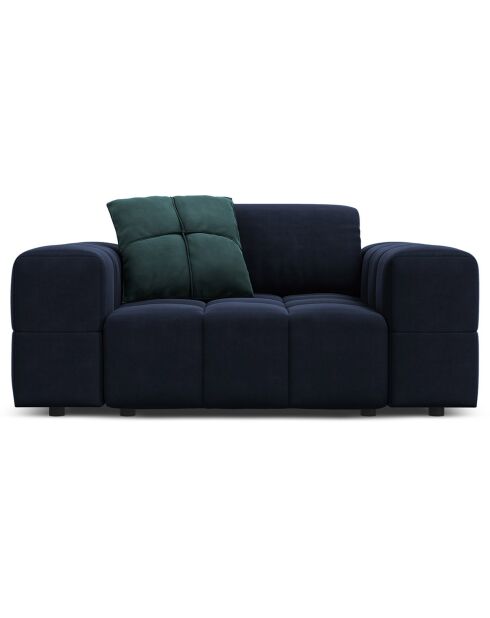 Fauteuil Velours Luc bleu foncé - 124x102x70 cm