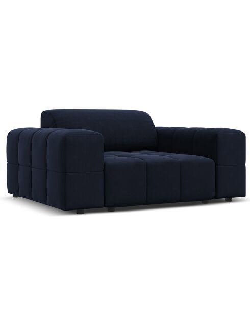 Fauteuil Velours Luc bleu foncé - 124x102x70 cm