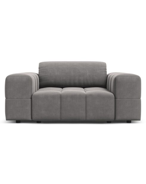 Fauteuil Velours Luc gris clair - 124x102x70 cm