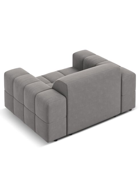 Fauteuil Velours Luc gris clair - 124x102x70 cm