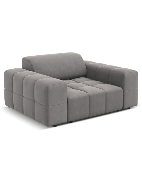 Fauteuil Velours Luc gris clair - 124x102x70 cm