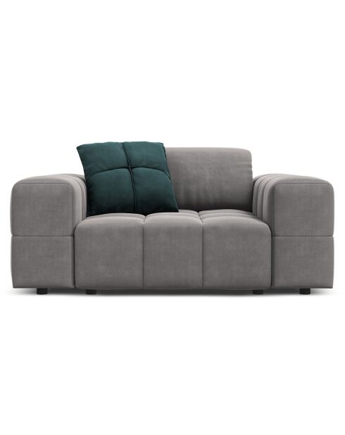 Fauteuil Velours Luc gris clair - 124x102x70 cm
