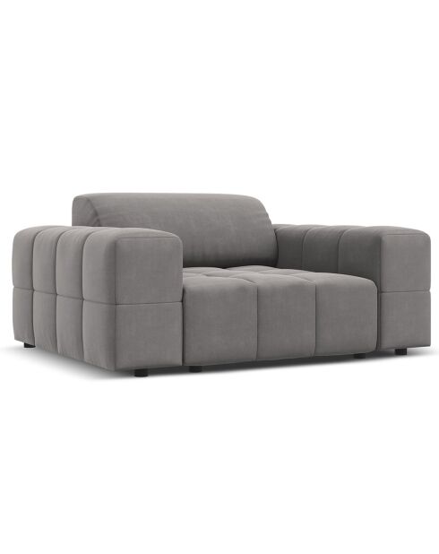 Fauteuil Velours Luc gris clair - 124x102x70 cm