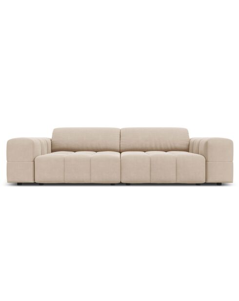 Canapé Velours Luc 3 Places beige - 204x102x70 cm
