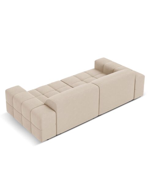 Canapé Velours Luc 3 Places beige - 204x102x70 cm