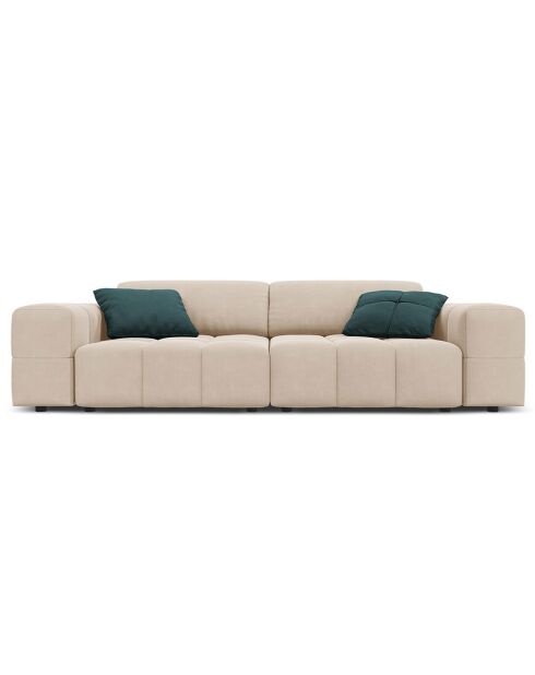 Canapé Velours Luc 3 Places beige - 204x102x70 cm