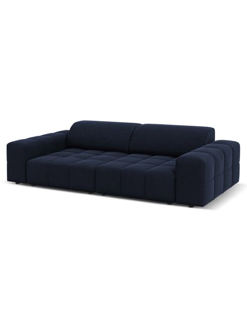 Canapé Velours Luc 3 Places bleu foncé - 204x102x70 cm
