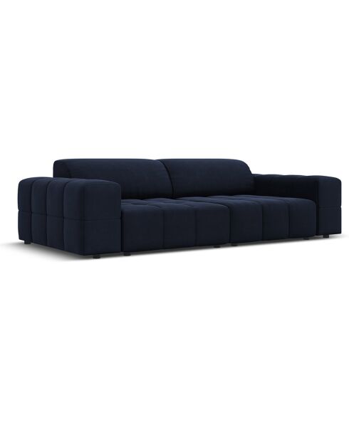 Canapé Velours Luc 3 Places bleu foncé - 204x102x70 cm