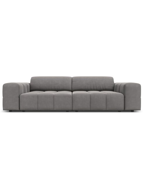 Canapé Velours Luc 3 Places gris clair - 204x102x70 cm