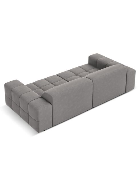 Canapé Velours Luc 3 Places gris clair - 204x102x70 cm