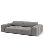 Canapé Velours Luc 3 Places gris clair - 204x102x70 cm