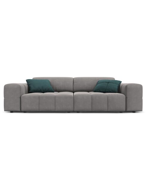 Canapé Velours Luc 3 Places gris clair - 204x102x70 cm
