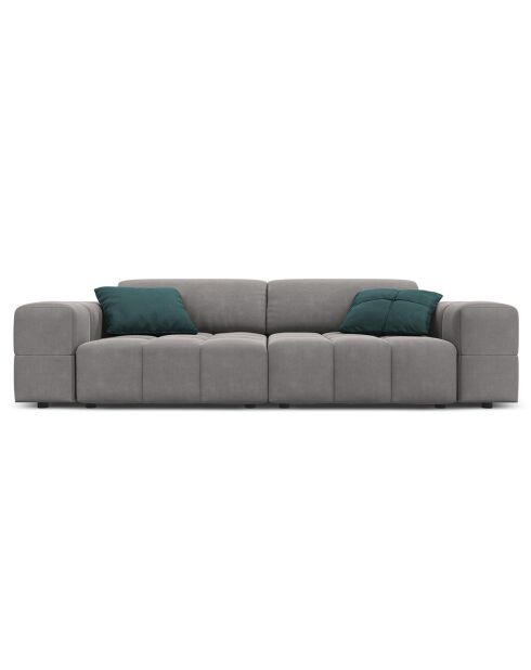 Canapé Velours Luc 3 Places gris clair - 204x102x70 cm