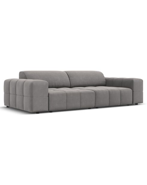 Canapé Velours Luc 3 Places gris clair - 204x102x70 cm