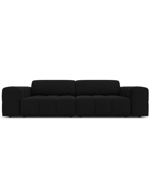 Canapé Velours Luc 3 Places noir - 204x102x70 cm