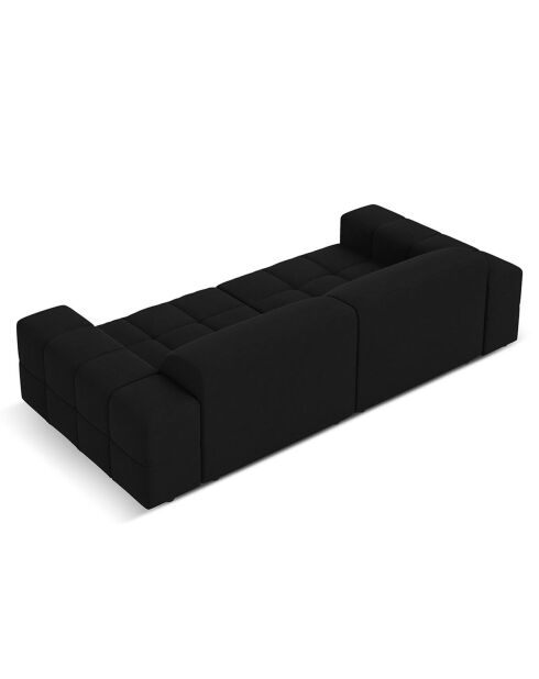 Canapé Velours Luc 3 Places noir - 204x102x70 cm