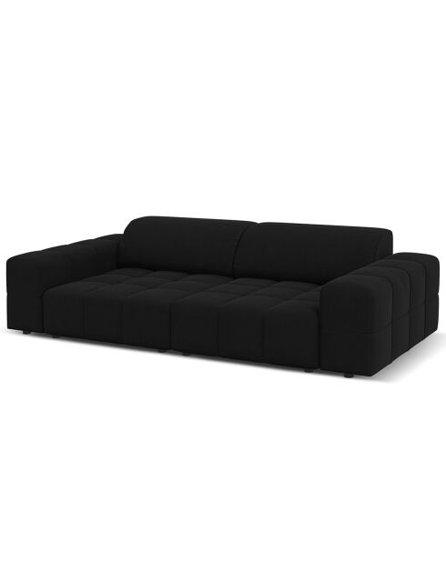 Canapé Velours Luc 3 Places noir - 204x102x70 cm