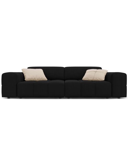 Canapé Velours Luc 3 Places noir - 204x102x70 cm