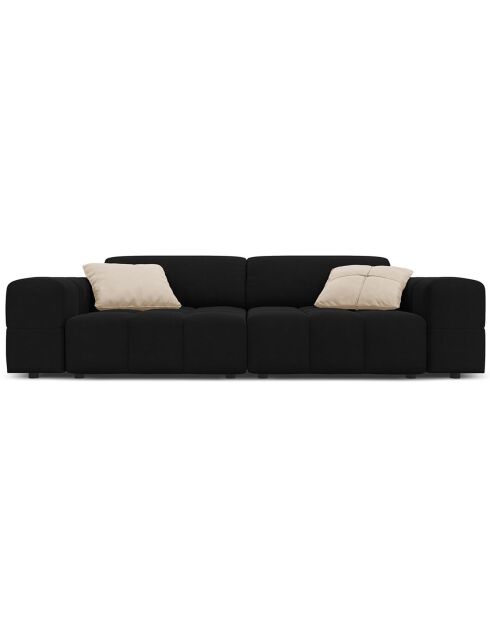 Canapé Velours Luc 3 Places noir - 204x102x70 cm