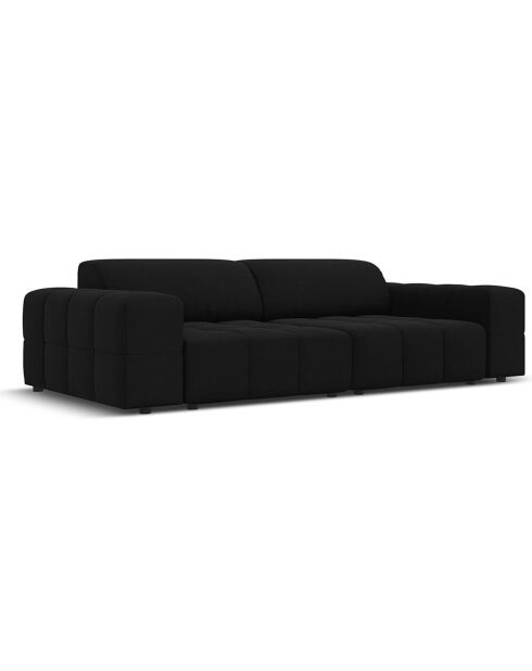 Canapé Velours Luc 3 Places noir - 204x102x70 cm