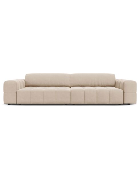 Canapé Velours Luc 4 Places beige - 244x102x70 cm