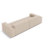 Canapé Velours Luc 4 Places beige - 244x102x70 cm