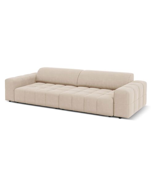 Canapé Velours Luc 4 Places beige - 244x102x70 cm