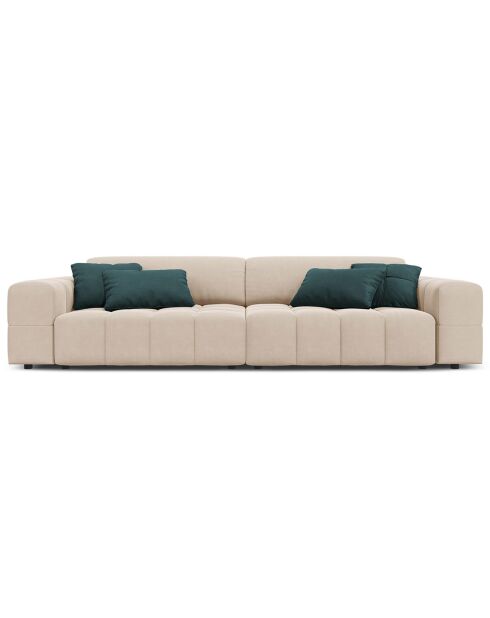 Canapé Velours Luc 4 Places beige - 244x102x70 cm