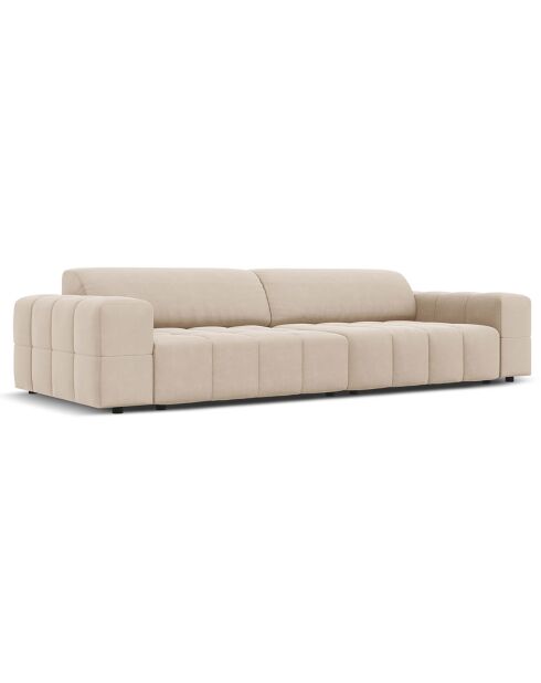 Canapé Velours Luc 4 Places beige - 244x102x70 cm