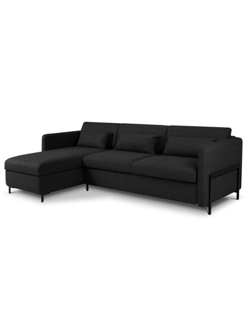 Yanis 4-zits converteerbare linkerhoekbank met donkergrijze kist - 260x170x80 cm