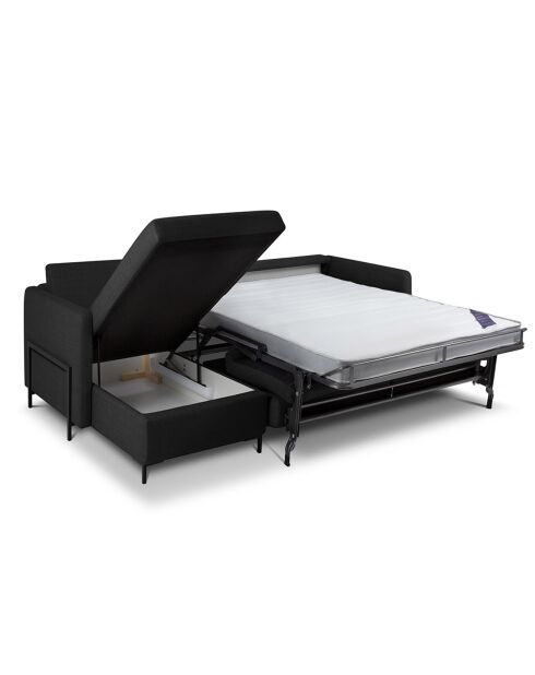 Yanis 4-zits converteerbare linkerhoekbank met donkergrijze kist - 260x170x80 cm