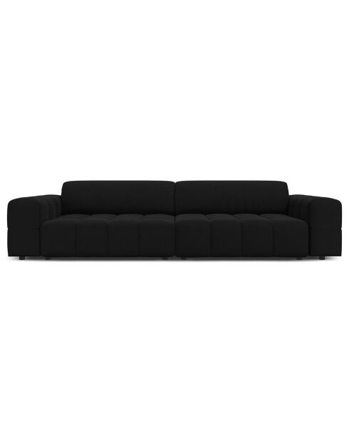 Canapé Velours Luc 4 Places noir - 244x102x70 cm