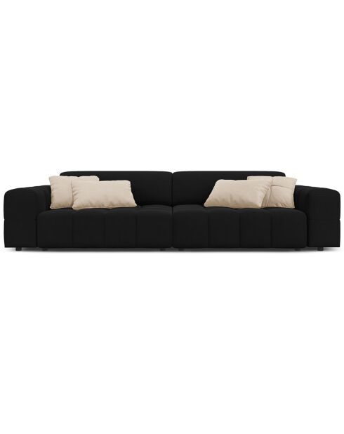 Canapé Velours Luc 4 Places noir - 244x102x70 cm