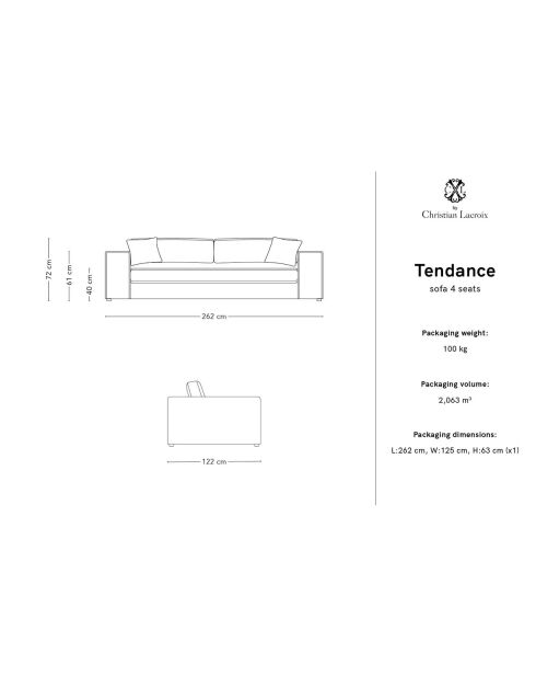 Canapé Tendance 4 Places bleu - 262x122x72 cm