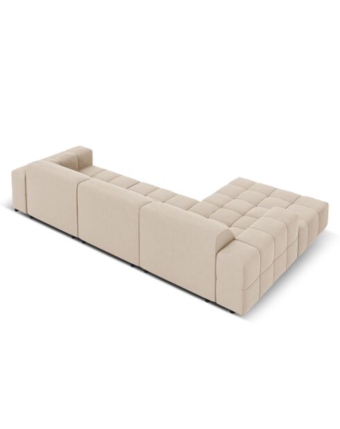 Canapé d'angle Gauche Velours Luc 4 Places beige - 284x166x70 cm