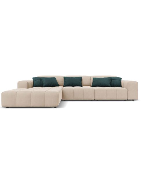 Canapé d'angle Gauche Velours Luc 4 Places beige - 284x166x70 cm