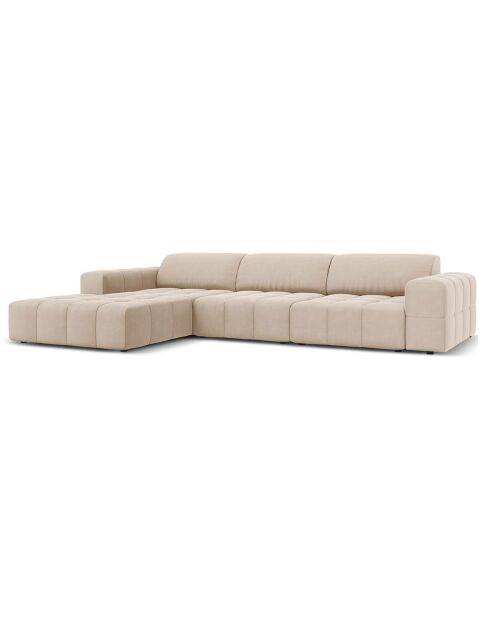 Canapé d'angle Gauche Velours Luc 4 Places beige - 284x166x70 cm