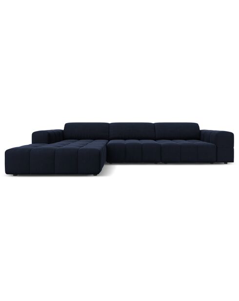 Canapé d'angle Gauche Velours Luc 4 Places bleu foncé - 284x166x70 cm