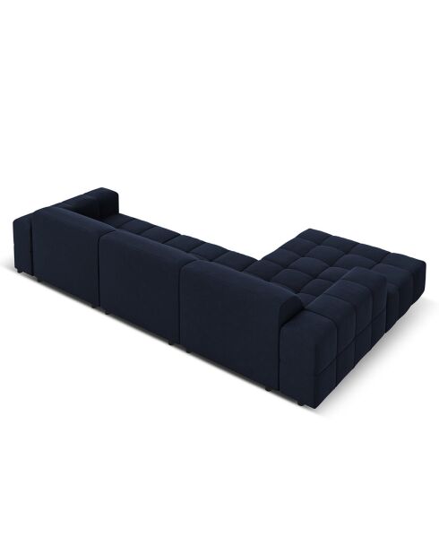Canapé d'angle Gauche Velours Luc 4 Places bleu foncé - 284x166x70 cm