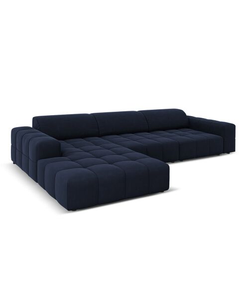 Canapé d'angle Gauche Velours Luc 4 Places bleu foncé - 284x166x70 cm