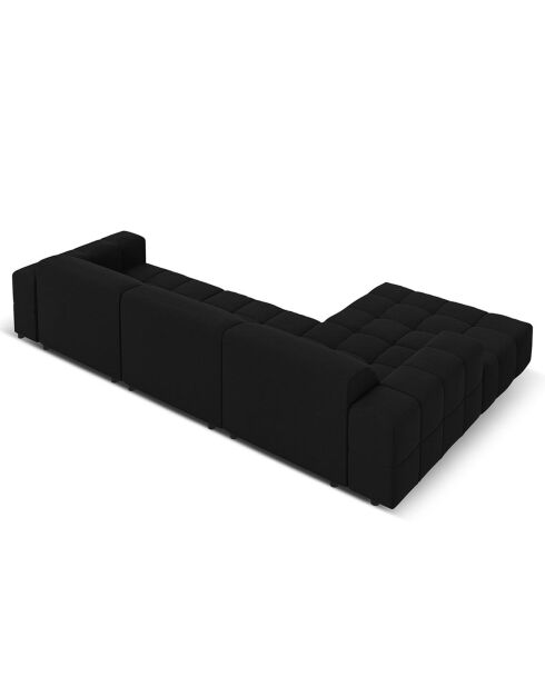 Canapé d'angle Gauche Velours Luc 4 Places noir - 284x166x70 cm