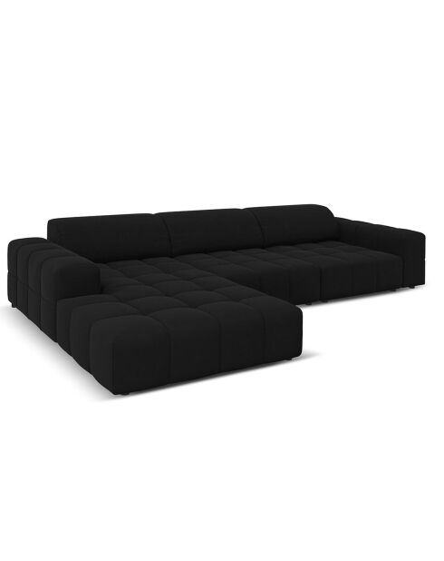 Canapé d'angle Gauche Velours Luc 4 Places noir - 284x166x70 cm
