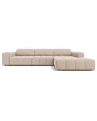 Canapé d'angle Droit Velours Luc 4 Places beige - 284x166x70 cm