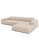 Canapé d'angle Droit Velours Luc 4 Places beige - 284x166x70 cm