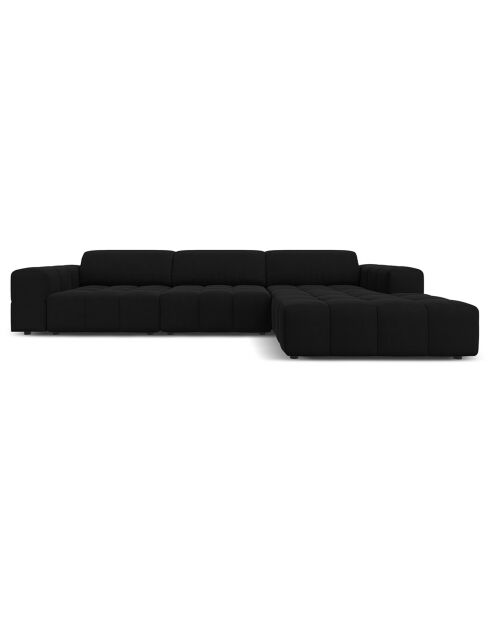Canapé d'angle Droit Velours Luc 4 Places noir - 284x166x70 cm