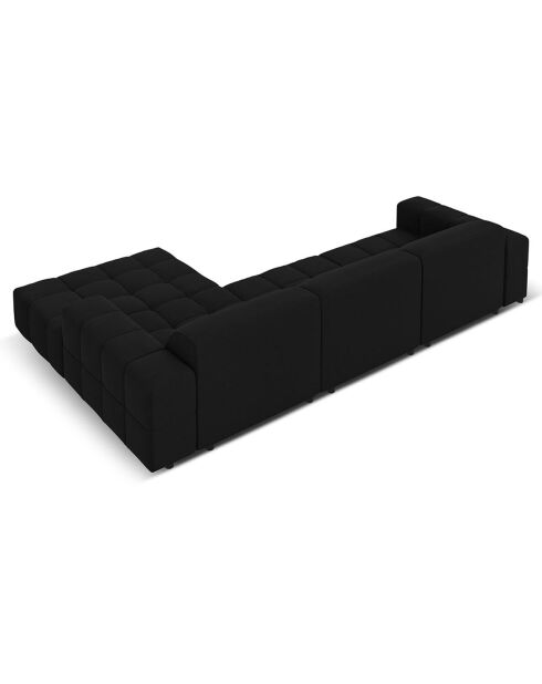 Canapé d'angle Droit Velours Luc 4 Places noir - 284x166x70 cm
